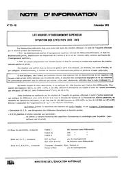 Les bourses d'enseignement supérieur ; Situation des effectifs 1972-1973 | France. Ministère de l'Education nationale (MEN)