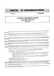 Les bourses d'enseignement supérieur : situation des effectifs 1971-1972 / Ministère de l'éducation nationale. Direction chargée de la prévision | France. Ministère de l'éducation nationale (MEN). Direction chargée de la prévision (DIPRE). Service central des statistiques et sondages (SCSS)