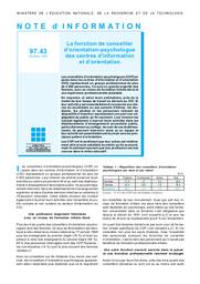 Fonction (la) de conseiller d'orientation - psychologue des centres d'information et d'orientation. | GENTIL, Régine