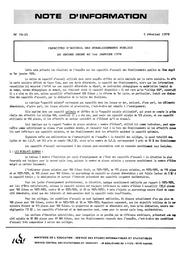Capacités d'accueil des établissements publics du second degré au 1er janvier 1978 | France. Ministère de l'Education nationale (MEN)