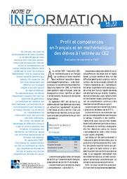 Profil et compétences en français et mathématiques des élèves à l'entrée au CE2 ; évaluation de septembre 1997. | COLMANT, Marc