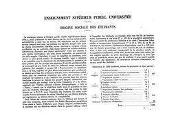 Enseignement supérieur public : Origine sociale des étudiants inscrits à l'université de 1939 à 1950. | France. Bureau universitaire de statistiques (BUS)