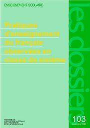 Pratiques d'enseignement du français observées en sixième. | THAUREL-RICHARD, Michèle