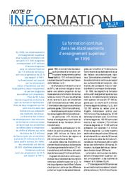 Formation (la) continue dans les établissements d'enseignement supérieur en 1996. | GRILLE, Joëlle
