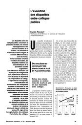 Evolution (l') des disparités entre collèges publics. | TRANCART, Danièle