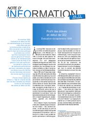 Profil et compétences en français et mathématiques des élèves à l'entrée au CE2 ; évaluation de septembre 1998. | ANDRIEUX, Virginie