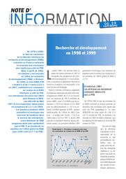 Recherche et développement en 1998 et 1999. | BONNEAU, Monique