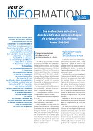 Evaluations (les) en lecture dans le cadre des journées d'appel de préparation à la défense - année 1999-2000. | JEANTHEAU, Jean-Pierre