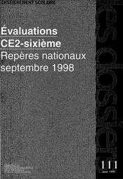 Evaluation CE2 - 6ème. Résultats nationaux, septembre 1998. | COLMANT, Marc