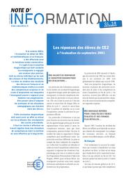 Réponses (les) des élèves de CE2 à l'évaluation de septembre 2001. | BREZILLON, Gérard