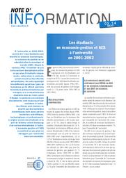 Etudiants (les) inscrits dans le système universitaire public français en 2001-2002. | VANDERSCHELDEN, Mélanie