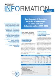 Abandons (les) de formation en lycées professionnels en cours ou à la fin de l'année scolaire 1999-2000. | ORIVEL, Estelle