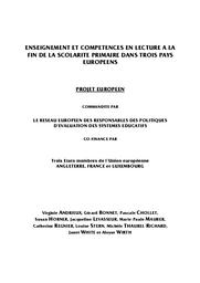 Enseignement et compétences en lecture à la fin de la scolarité primaire dans trois pays européens. | France. Ministère de l'éducation nationale (MEN). Direction de la programmation et du développement (DPD)