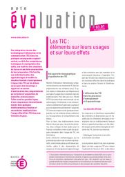 Les TIC : éléments sur leurs usages et sur leurs effets / Patricia Poncet et Catherine Régnier | PONCET, Patricia. Auteur