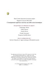 Haut comité éducation - économie - emploi : l'enseignement supérieur court face aux défis socio-économiques : rapport d'activité 2002-2003 / Dominique Abriac, André Gauron, Estelle Orivel [et al.] | ABRIAC, Dominique. Auteur