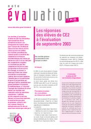 Les réponses des élèves de CE2 à l'évaluation de septembre 2003 / Gérard Brezillon, Pascale Chollet et Laurence Dauphin | BREZILLON, Gérard. Auteur