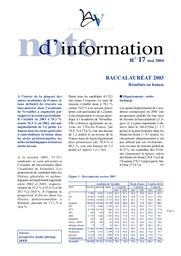 (le)Baccalauréat 2003 dans l'académie de Versailles - résultats définitifs. | LIAGRE, Marie-Odile