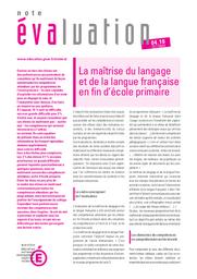 La maîtrise du langage et de la langue française en fin d'école primaire / Fabienne Gibert, Jacqueline Levasseur et Jean Marc Pastor | LEVASSEUR, Jacqueline. Auteur