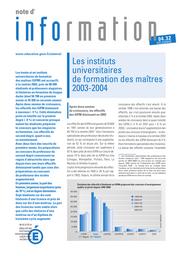 Instituts (les) universitaires de formation des maîtres ; 2003-2004. | ROUSSEAU, Bernadette