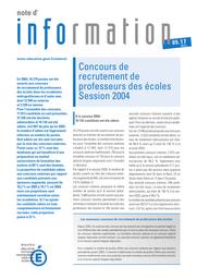 Concours de recrutement de professeurs des écoles ; session 2004. | MICHEL, Paola