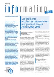 Etudiants (les) en classes préparatoires aux grandes écoles : année 2004-2005. | BOUHIA, Rachid