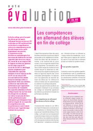 Les compétences en allemand des élèves en fin de collège / Séverine Dos Santos, Monique Levy et Bruno Trosseille | TROSSEILLE, Bruno. Auteur