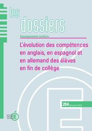 Évolution (l') des compétences en anglais, en espagnol et en allemand des élèves en fin de collège. | BEUZON, Sylvie