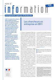 Chercheurs (les) en entreprise en 2011. | PERRAIN, Laurent