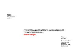 Effectifs dans les instituts universitaires de technologie, 2014-2015 | MARLAT, Diane