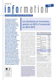 Les étudiants en économie, gestion et AES à l'université en 2014-15 | LIÈVRE, Agnès