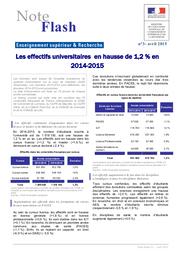 Les effectifs universitaires en hausse de 1,2 % en 2014-2015 | MARLAT, Diane