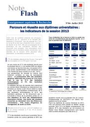 Parcours et réussite aux diplômes universitaires : les indicateurs de la session 2013 | MAETZ, Isabelle
