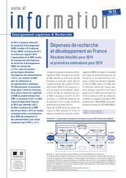 Dépenses de recherche et développement en France : Résultats détaillées pour 2014 et premières estimations pour 2015 | ROUSSEL, Philippe