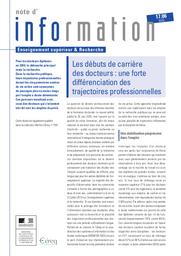 Les débuts de carrière des docteurs : une forte différenciation des trajectoires professionnelles | PRIEUR, Marie-Hélène