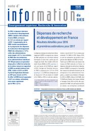 Dépenses de recherche et développement en France : Résultats détaillés pour 2016 et premières estimations pour 2017 / Philippe Roussel et Camille Schweitzer | KABLA-LANGLOIS , Isabelle . Directeur de publication