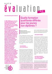 Quelle formation qualifiante différée pour les jeunes non diplômés ? / Claude Sauvageot et Estelle Orivel, Céline Gasquet , Virginie Mora et Alberto Lopez, Elise Verley et Benoît Cart, Philippe Mouy et Marie de Besse | ORIVEL, Estelle. Auteur