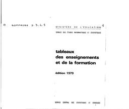 Tableaux des enseignements et de la formation : année 1978-1979 (édition 1979) / Ministère de l'éducation. Service central des statistiques et sondages | BEULAC, Christian. Directeur de publication