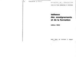 Tableaux des enseignements et de la formation : année 1979-1980 (édition 1980) / Ministère de l'éducation. Service central des statistiques et sondages | BEULAC, Christian. Directeur de publication