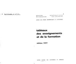 Tableaux des enseignements et de la formation : année 1975-1976 + 1979-1977 (édition 1977) / Ministère de l'éducation. Service central des statistiques et sondages | HABY, René. Directeur de publication