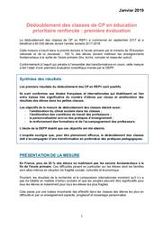 Dédoublement des classes de CP en éducation prioritaire renforcée : première évaluation / Ministère de l'éducation nationale et de la jeunesse | France. Ministère de l'éducation nationale et de la jeunesse (MENJ)