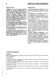 Repères et références statistiques : sur les enseignements et la formation : année scolaire et universitaire 1988-1989 : édition 1990. Chapitre 3, Coûts et financement / Ministère de l'éducation nationale, de la jeunesse et des sports. Direction de l'évaluation et de la prospective | BOISIVON , Jean-Pierre. Directeur de publication