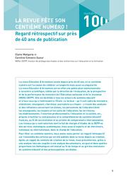 Education & Formations : La réussite des élèves : contextes familiaux, sociaux et territoriaux : N° 100. article 01, La revue fête son centième numéro ! Regard rétrospectif sur près de 40 ans de publication / Claire Margaria et Caroline Simonis-Sueur | SIMONIS-SUEUR, Caroline. Auteur