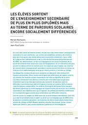 Education & Formations : Les enseignants : panorama, carrières et représentations du métier. article 13, Les élèves sortent de l’enseignement secondaire de plus en plus diplômés mais au terme de parcours scolaires encore socialement différenciés / Meriam Barhoumi, Jean-Paul Caille | BARHOUMI , Meriam. Auteur