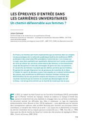 Education & Formations : L'égalité entre les filles et les garçons, entre les femmes et les hommes, dans le système éducatif : Volume 3 – suite des n˚ 96 et 97.- N° 98, déc. 2018. article 6, Les épreuves d’entrée dans les carrieres universitaires : Un chemin défavorable aux femmes ? / Julien Calmand | CALMAND, Julien. Auteur