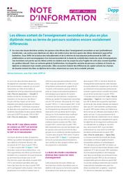 Les élèves sortent de l’enseignement secondaire de plus en plus diplômés mais au terme de parcours scolaires encore socialement différenciés / Meriam Barhoumi, Jean-Paul Caille | BARHOUMI , Meriam. Auteur