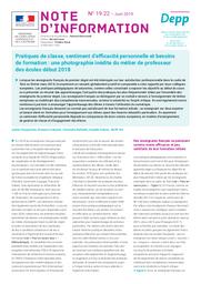 Pratiques de classe, sentiment d’efficacité personnelle et besoins de formation : une photographie inédite du métier de professeur des écoles début 2018 / Axelle Charpentier, Rizlaine Embarek, Christelle Raffaëlli, Anaëlle Solnon | CHARPENTIER, Axelle. Auteur