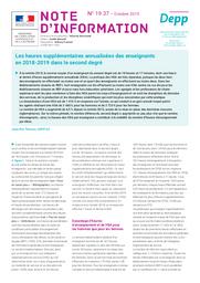 Les heures supplémentaires annualisées des enseignants en 2018-2019 dans le second degré / Jean-Eric Thomas | THOMAS, Jean-Eric. Auteur