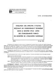 Evolution des effectifs d'élèves recevant un enseignement technique dans le second cycle long des établissements publics du ministère de l'Education nationale / Ministère de l'éducation nationale. Service central des statistiques et de la conjoncture | France. Ministère de l'éducation nationale (MEN). Service central des statistiques et de la conjoncture (SCSC)
