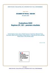 Evaluations 2020 Repères CP, CE1 : premiers résultats / Sandra Andreu, Isabelle Cioldi, Pierre Conceicao, Yann Eteve, Marianne Fabre, Stéphanie Le Breton, Elodie Persem, Thomas Portelli, Thierry Rocher, Guillaume Rue, Ronan Vourc’h, Philippe Wuillamier | ANDREU, Sandra. Auteur