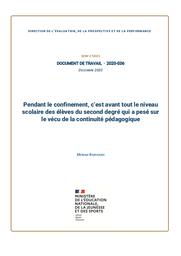 Pendant le confinement, c’est avant tout le niveau scolaire des élèves du second degré qui a pesé sur le vécu de la continuité pédagogique / Meriam Barhoumi | BARHOUMI , Meriam. Auteur